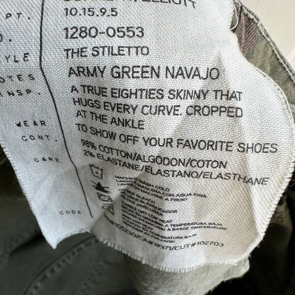 Current Elliott The Stiletto Army Green Navajo Jeans Pant - Picture 9 of 9